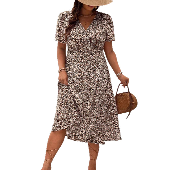 Dame midi kjole med blomsterdesign Skovae