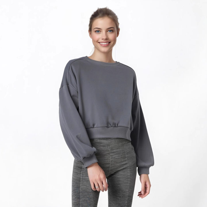 Dame cropped sweatshirt med ballonærmer Stilla