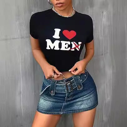 Dame Crop-T-shirt med inspirerende statementtryk Skovae