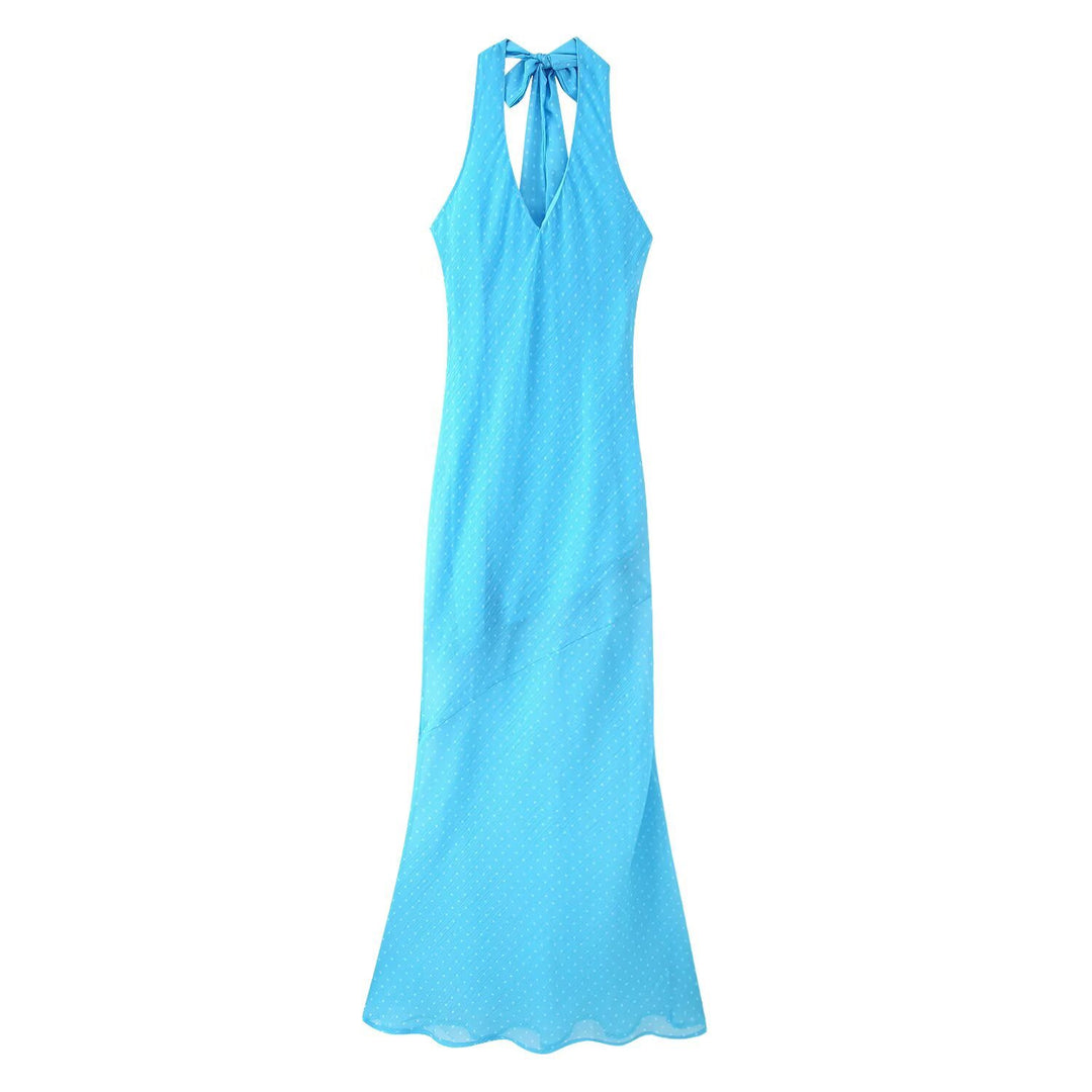 Femme Halterneck Midi Kjole med Bindebånd Detalje Stilla