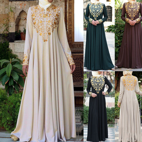 Dame elegant Kaftankjole med kunstnerisk broderi Stilla