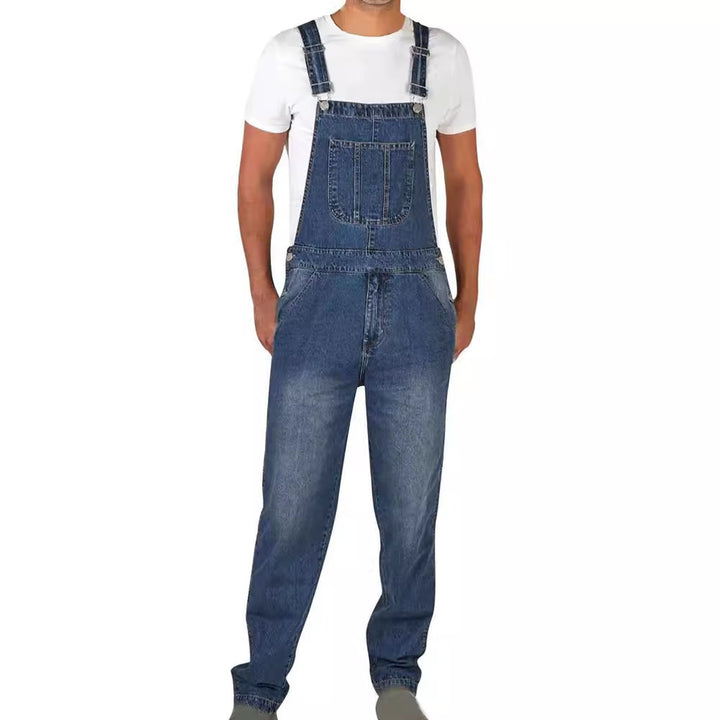 Herrer denim-overalls i afslappet snit med justerbare stropper Skovae