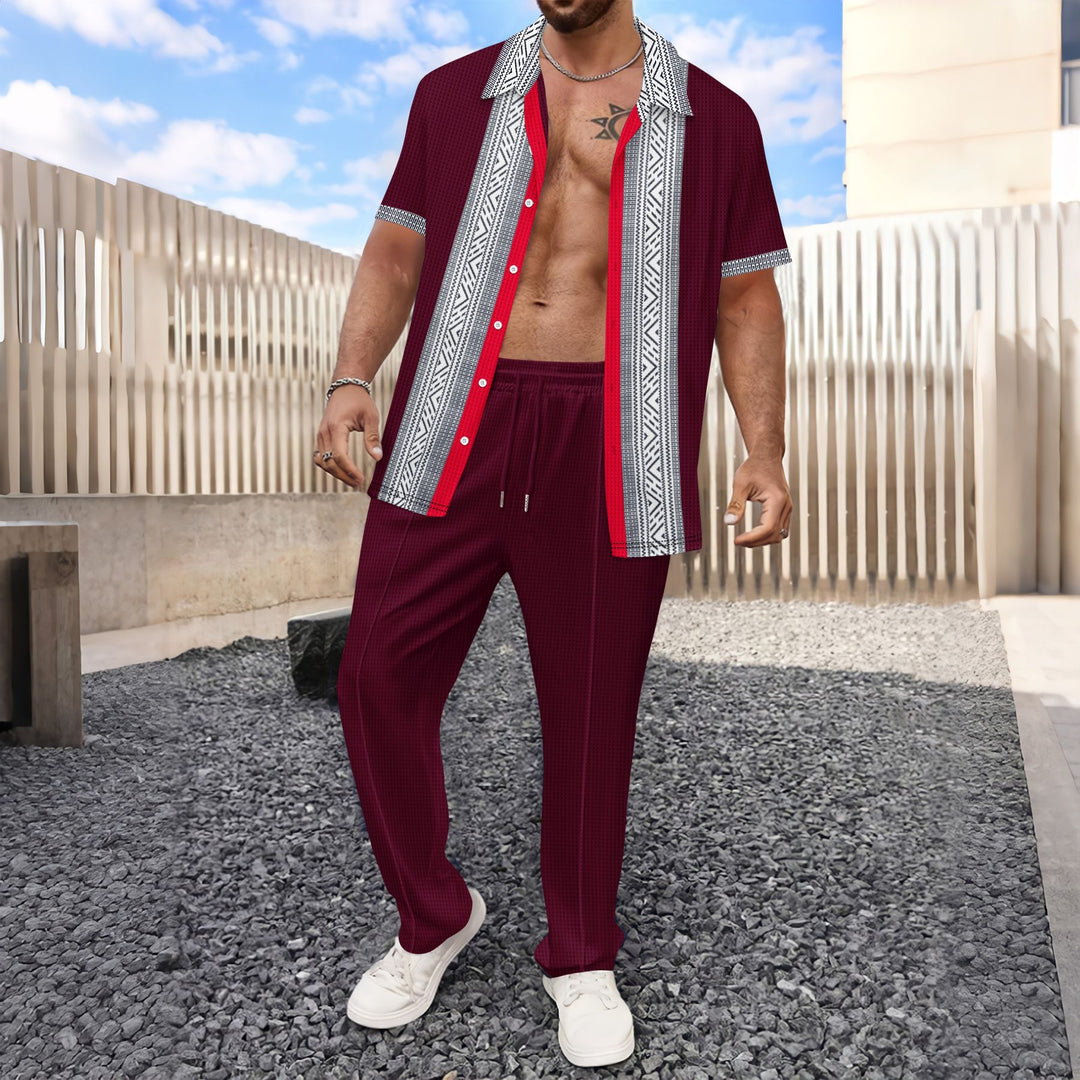 Herrer afslappet fritidsoutfit med moderne tryk og åndbare materialer Stilla
