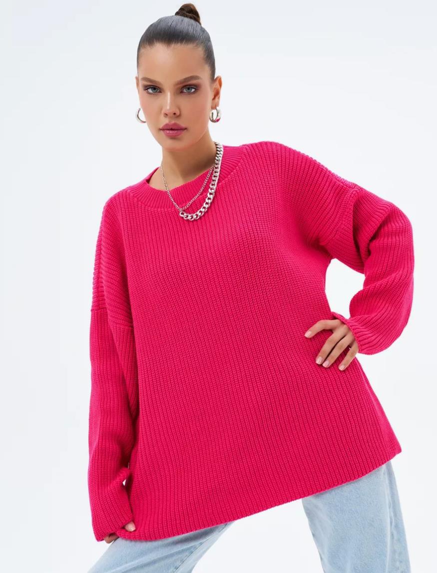 Dame Oversized Strikpullover med struktureret design og afslappet pasform Stilla