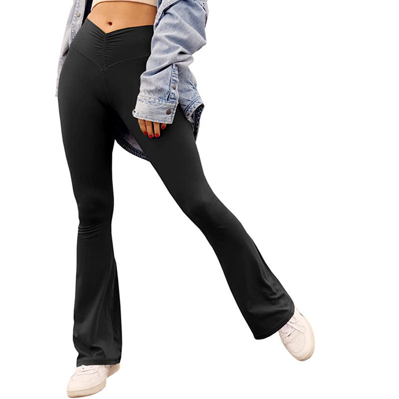 Dame Flared Leggings med modestrammeselement og elastisk talje Stilla