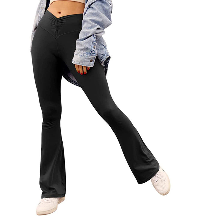 Dame Flared Leggings med modestrammeselement og elastisk talje Stilla