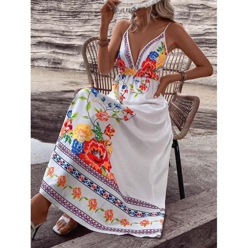 Dame Floral Broderet Maxikjole Stilla