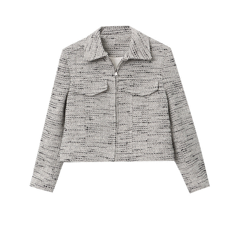 Dame Mode Boucle Jakke med Chesterfield Krave Stilla