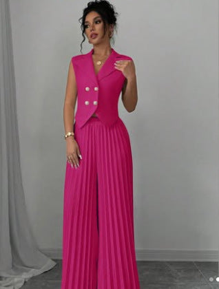 Dame designer-vest med plisserede bukser Stilla