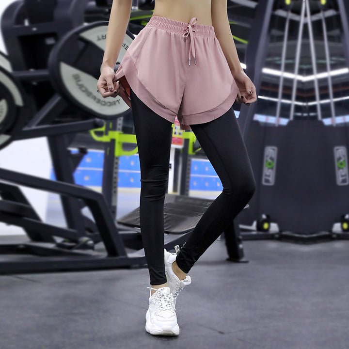 Dame Sporty kompressions leggings med integreret shorts-design og elastisk kant Stilla
