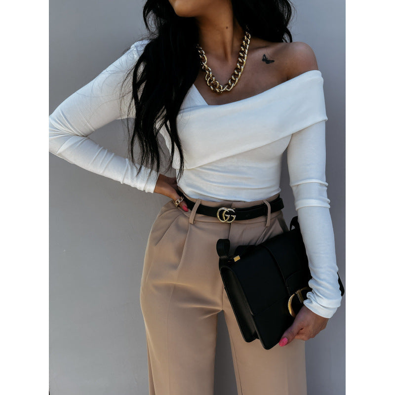 Femme asymmetrisk Off-Shoulder Langærmet top Stilla