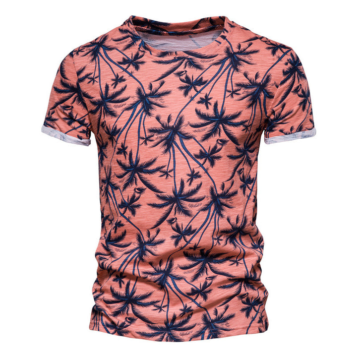 Herren T-Shirt med moderne palmeprint og behagelig pasform Stilla