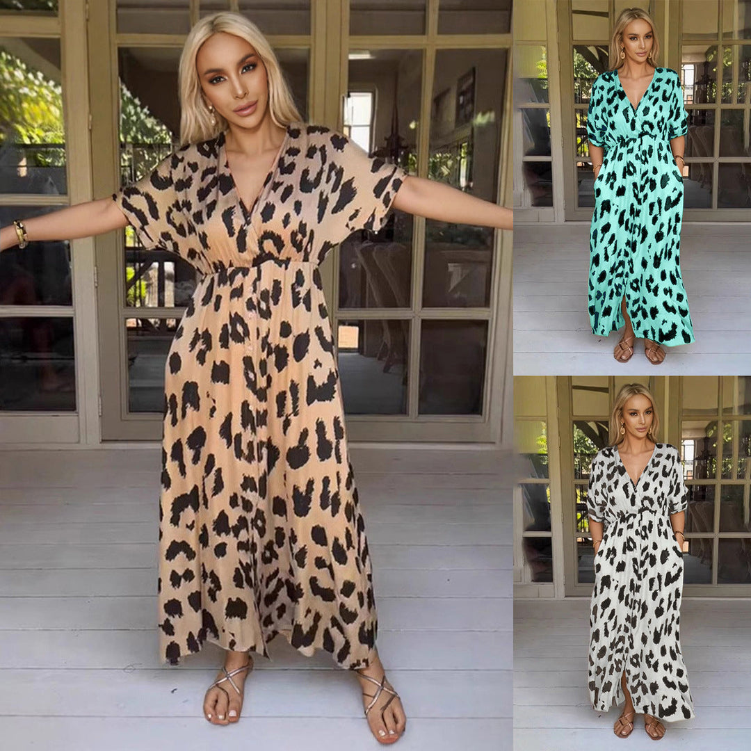 Stilla | Leopard-Kjole Tverrgrense Leopardprint Kjole