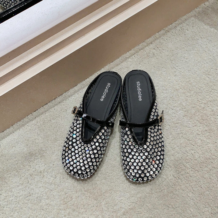 Dame Strass-prydede Slipper Mules Stilla