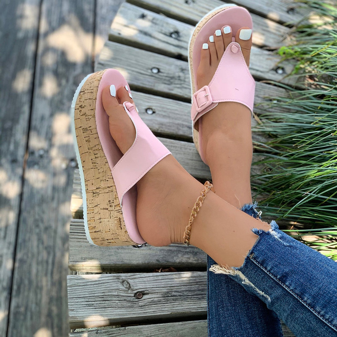 Dame flip-flops med kork-plateau og justerbar rem Stilla
