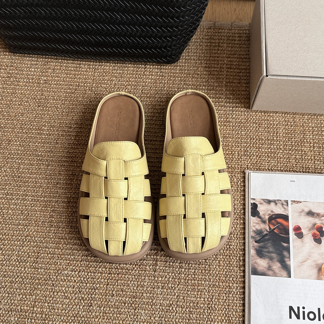 Femme Vævet Læder Slide Sandaler Stilla