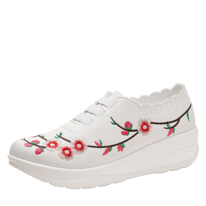 Dame sneakers med floral broderi og elastisk indgang Stilla