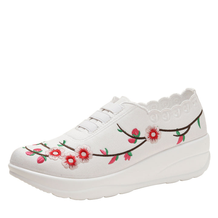 Dame sneakers med floral broderi og elastisk indgang Stilla