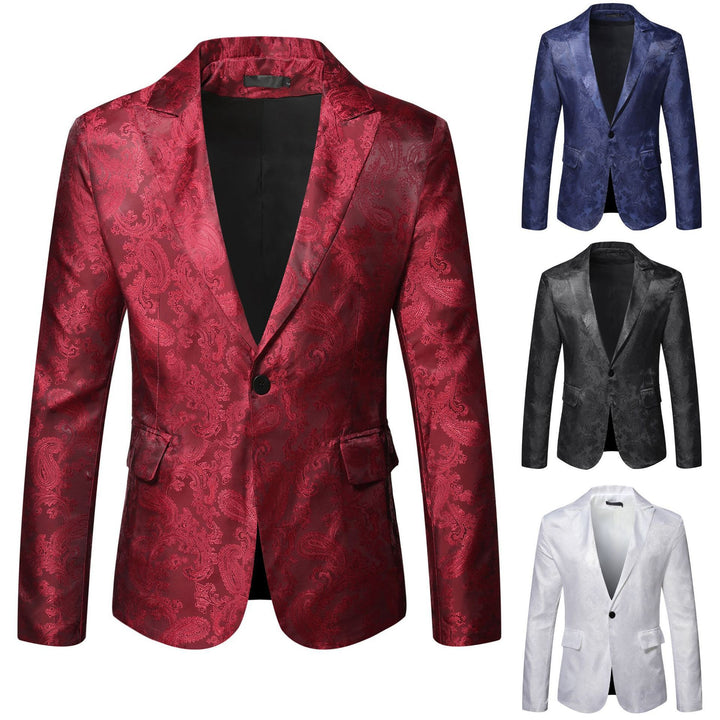 Herrer Elegant Paisley Mønster Satin Blazer Stilla