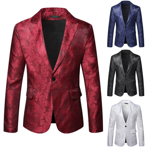 Herrer Elegant Paisley Mønster Satin Blazer Stilla