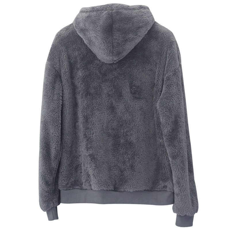 Dame hyggelig fleece-pullover med kængurulomme og hoodie Stilla