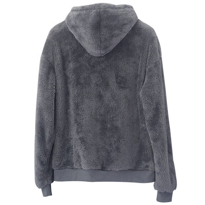 Dame hyggelig fleece-pullover med kængurulomme og hoodie Stilla