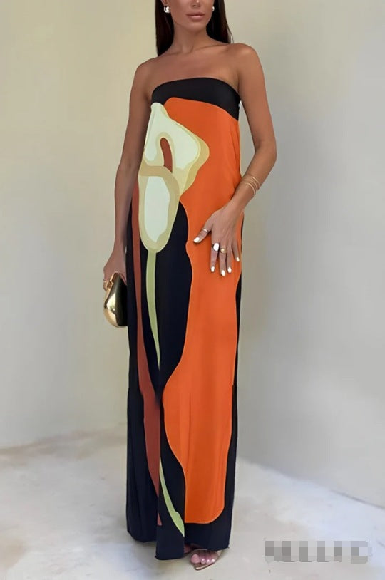 Femme Strapless Floral Maxi Kjole Stilla