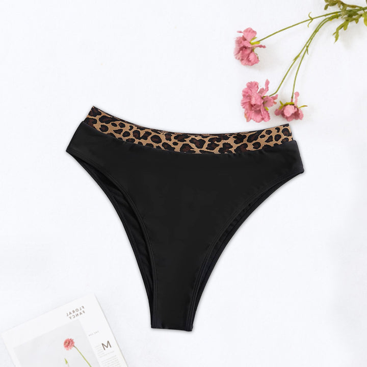 Dame Højtaljet Bikini-bund med fashionable leopardmønster Skovae