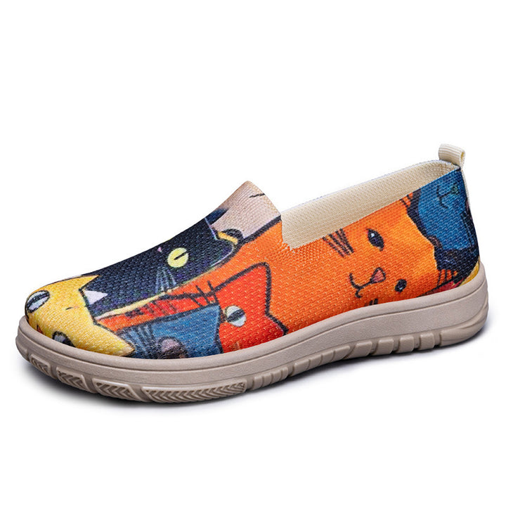 Femme Kunstnerisk Print Slip-On Sneakers Stilla