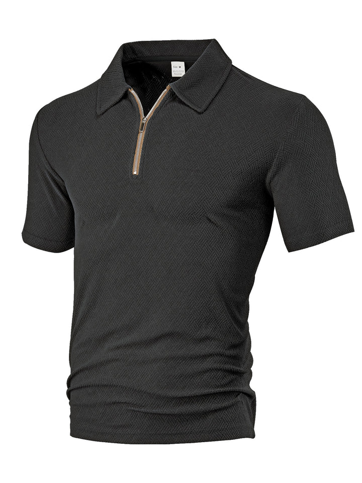Herrer sporty kortærmet polo med lynlås og struktureret design Stilla