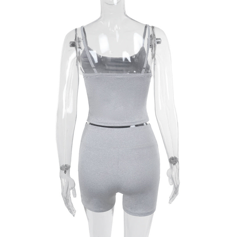 Dame sporty crop top og shorts sæt Skovae