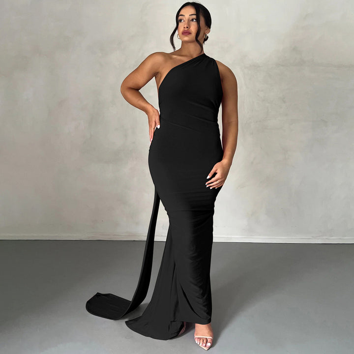 Damer Elegant One-Shoulder Maxikjole med figursyet Silhuet Skovae