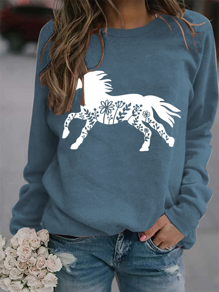 Stilla | Crew Neck Langærmet Dyreprint Sweatshirt