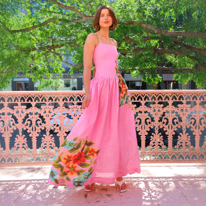 Kvinder Elegant Maxi Kjole med Blomsterdesign og Peplum Stilla