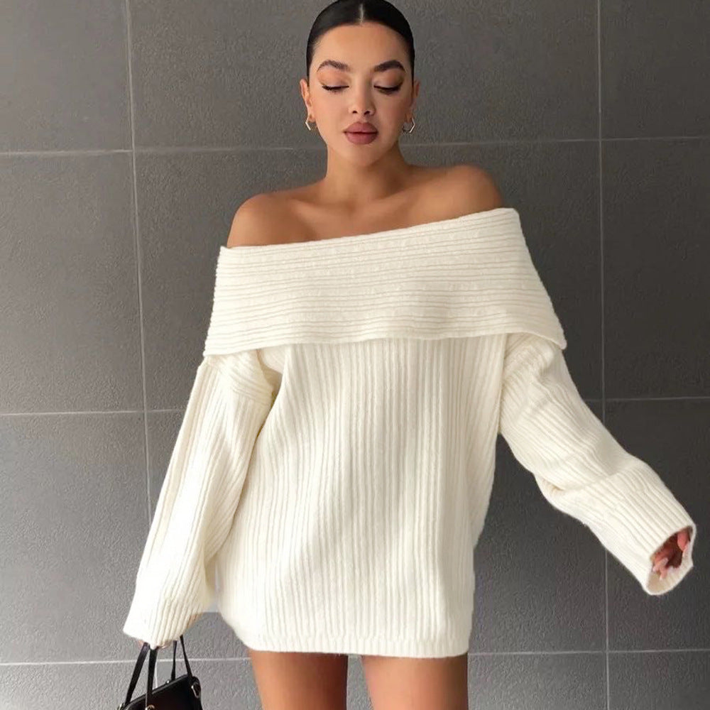 Femme Off-Shoulder Chunky Strikpullover Stilla