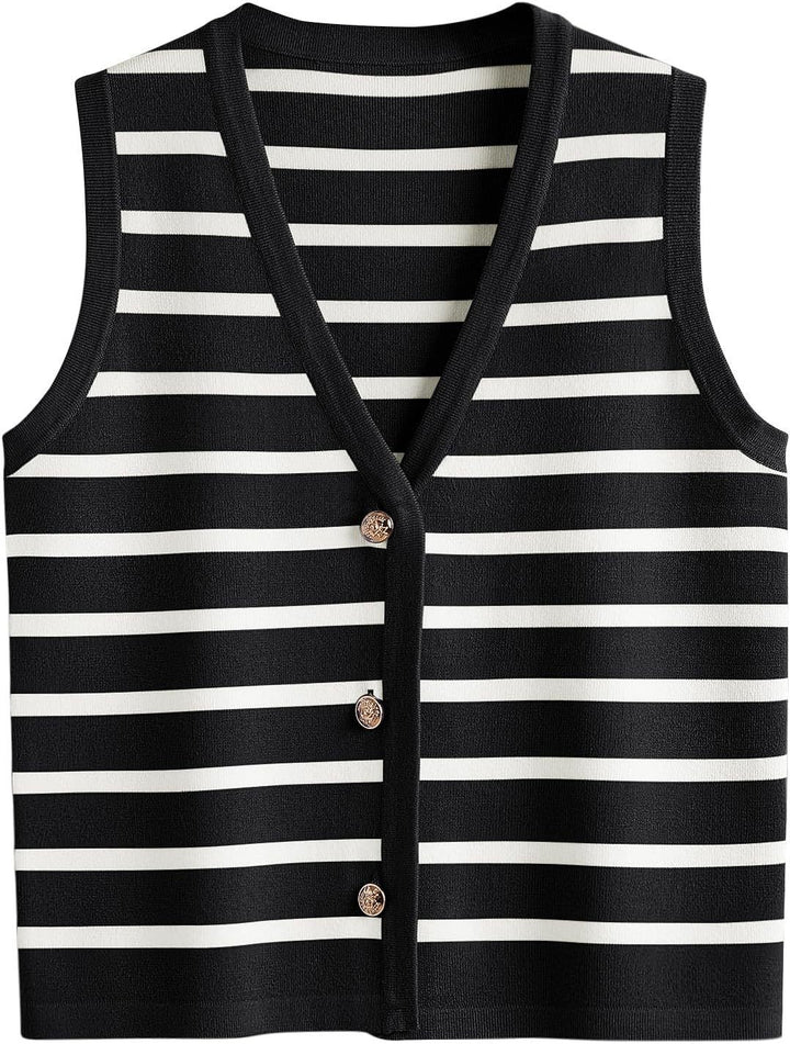 Dame strik cardigan med V-hals og knapper Stilla