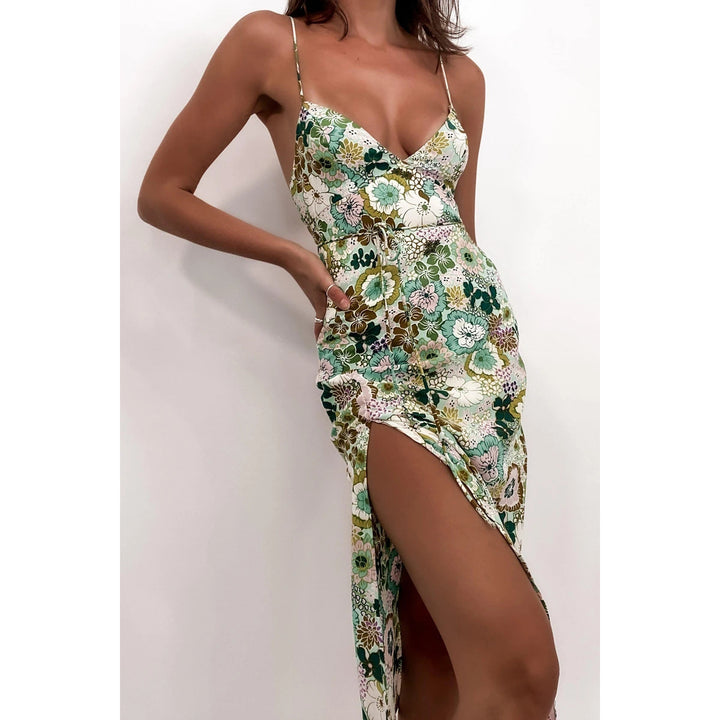 Kvinder Chic Casual Kjole med Dybe Slids og Elegant V-Hals