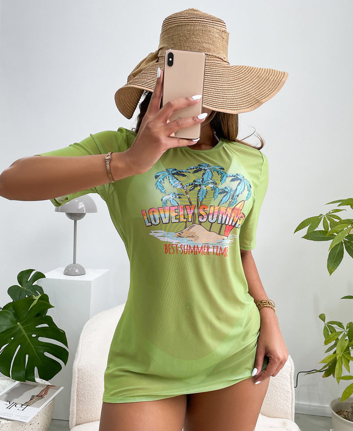 Dame Surf-Style T-shirt med lange ærmer og moderne print Stilla
