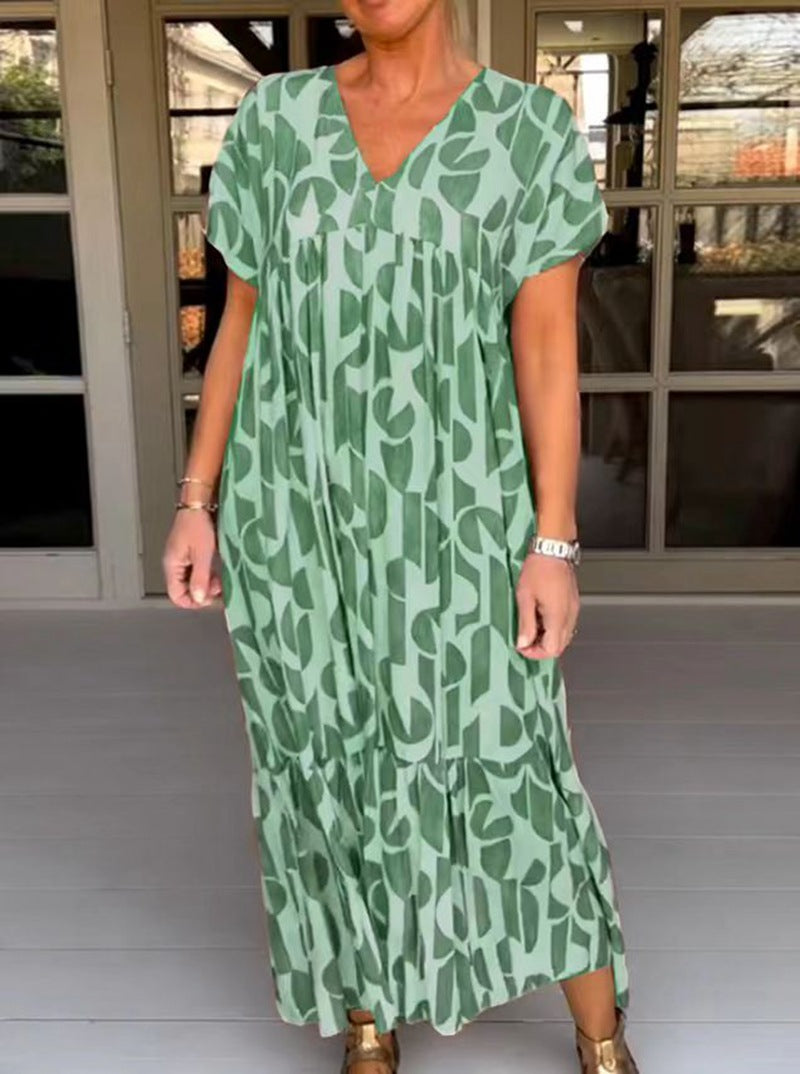 Dame maxikjole med moderne grafisk design Stilla
