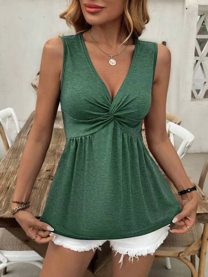 Dame V-udskæring Twist Peplum Top Stilla