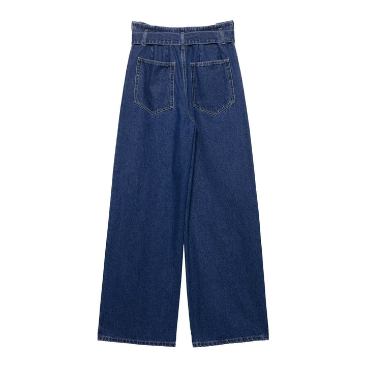 Dame Bred Jeans med Høj Talje og Aftageligt Stofbælte Stilla
