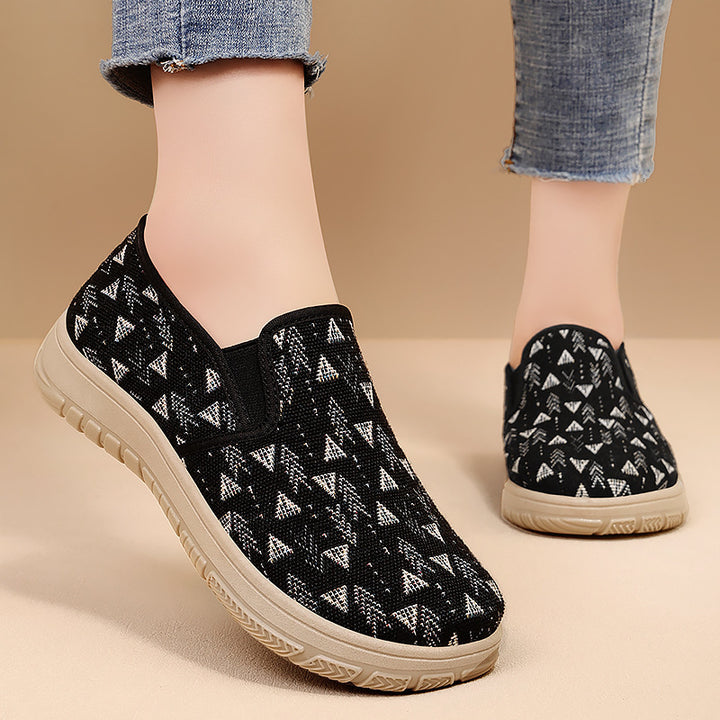 Femme Slip-On Fritidssneakers med geometrisk mønster og komfort-sål Stilla