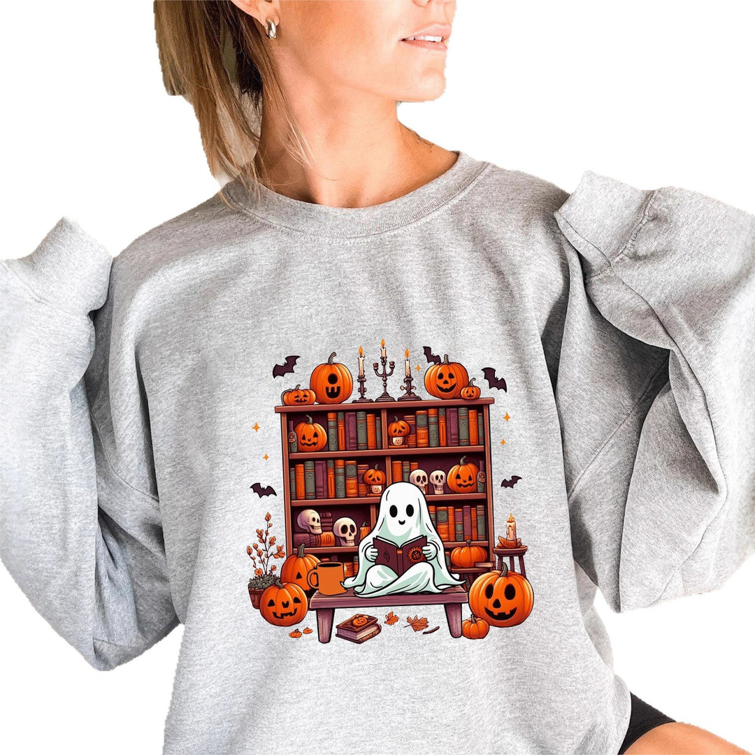 Kvinders sweatshirts med efterårsinspireret creepy motiv og afslappede puffærmer Stilla
