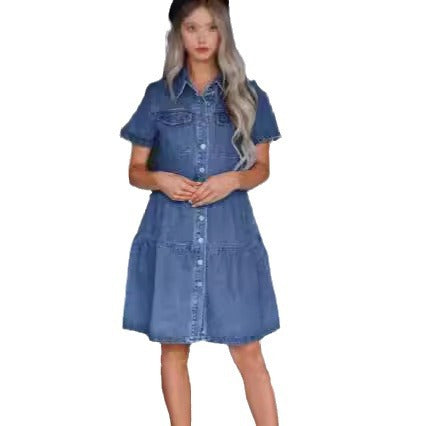 Femme Button-Up Denim Lagkædekjole Stilla