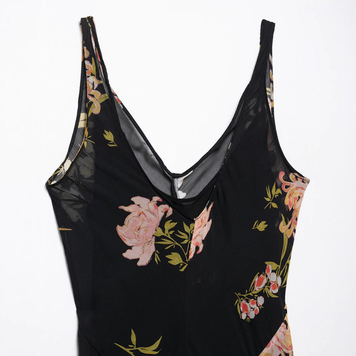 Femme Floral Maxi Kjole med elegant A-linje Silhuet Stilla