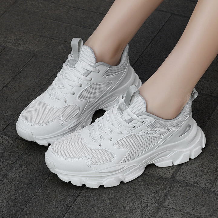 Unisex nan voluminøse plateau-sneakers med åndbart mesh, stødabsorberende mellemsål og skridsikker profilsål Skovae