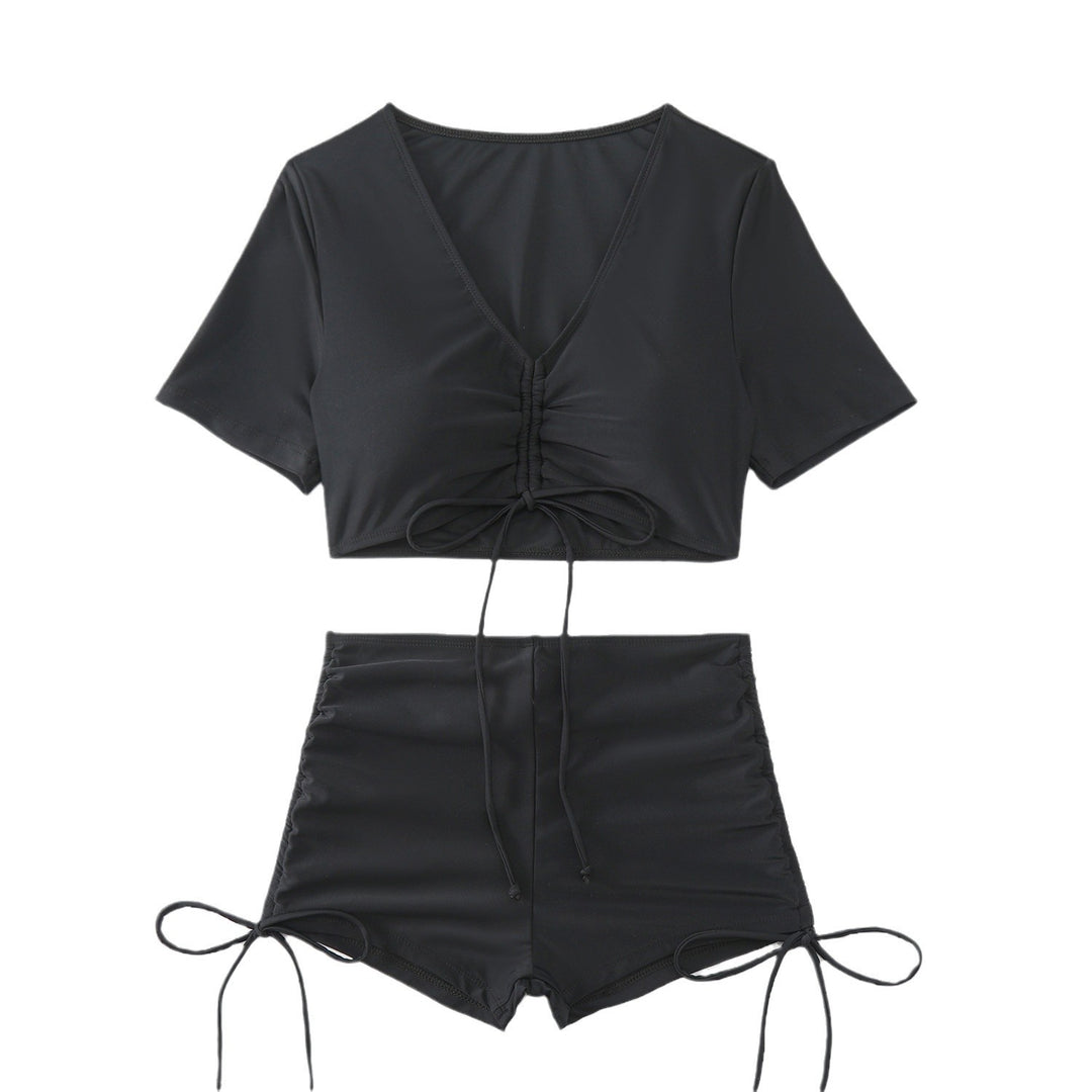 Dame bikinisæt med snørebart top og højskårede shorts Stilla