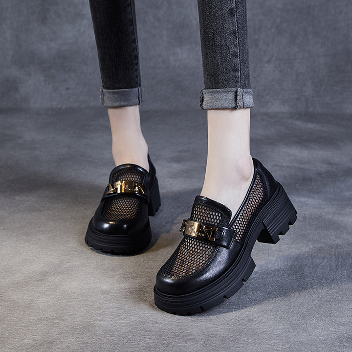 Dame Chic Netdetalje Slippers med Chunky-Sål Stilla