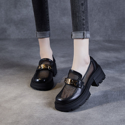 Dame Chic Netdetalje Slippers med Chunky-Sål Stilla