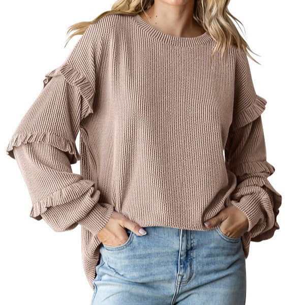 Dame sweater med flæseærmer Stilla